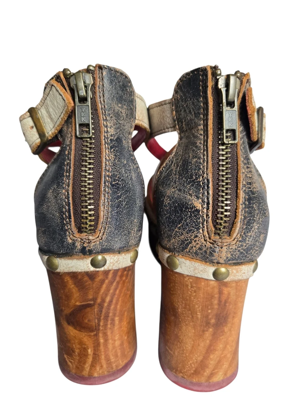 Bed Stu Antonelli Nectar Lux Distressed Leather Wooden Platform Sandals